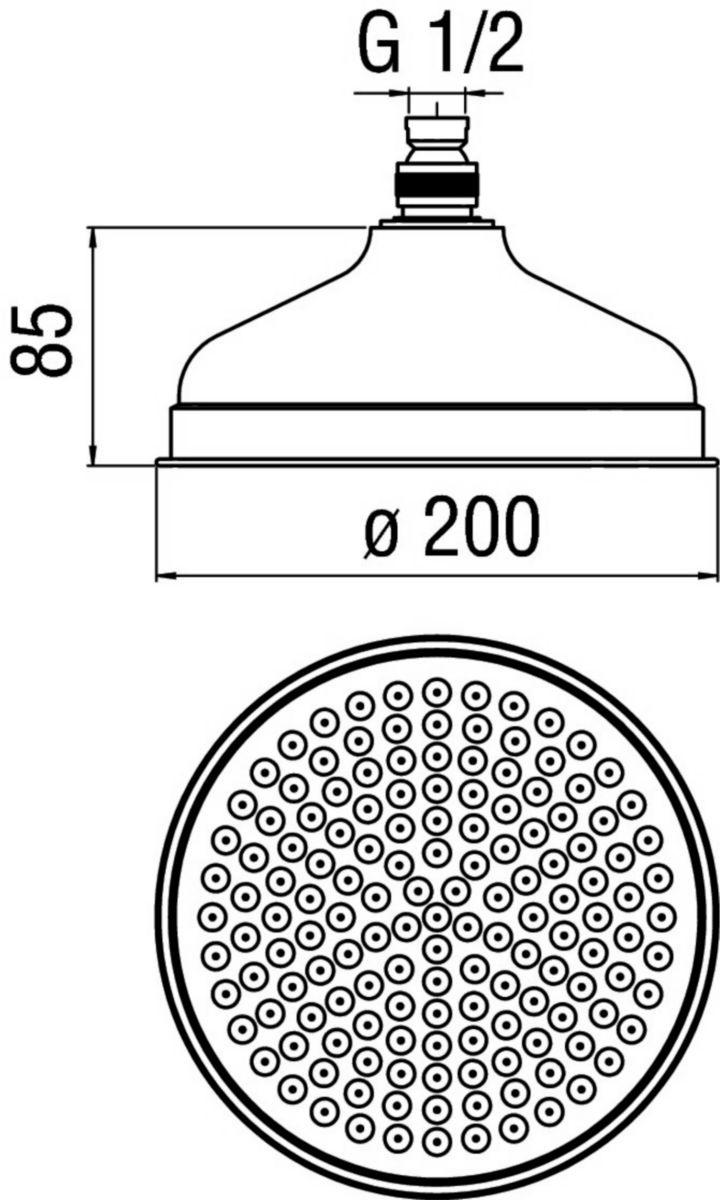 Pomme de douche chrome diamètre 200 mm réf. AD139/12CR