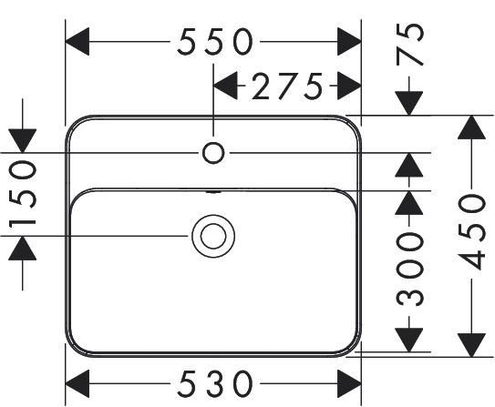 hansgrohe Xuniva Q Vasque semi-encastrée 550/450 avec trou pour robinet et trop plein, SmartClean, Blanc