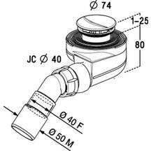 Bonde pour receveur TURBOFLOW D.50 chromé TB50 Réf. 0205246