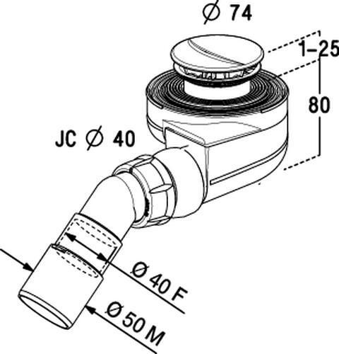 Bonde pour receveur TURBOFLOW D.50 chromé TB50 Réf. 0205246