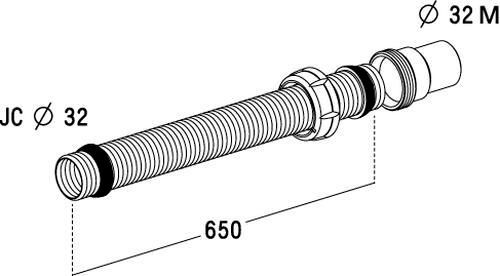 Tube vidhooflex diamètre32 650 mm + douilles 6001 Réf.206001