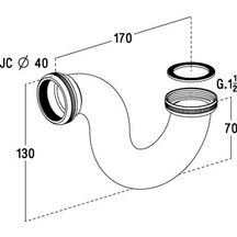 Siphon évier/baignoire tube laiton 1055 réf. 0501001