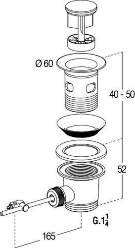 Bonde pour lavabo auto laiton chromé brillant L3212 réf.501030