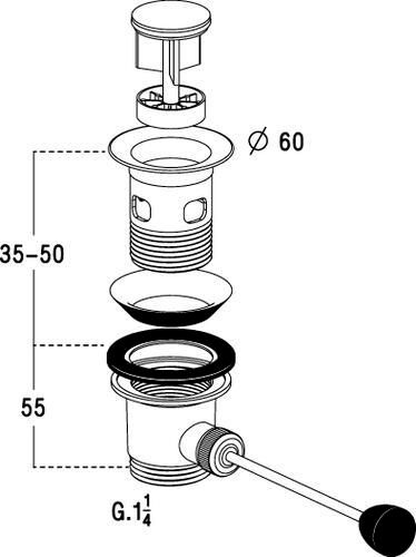 Bonde de lavabo automatique chromé avec L3213 réf. 0501044