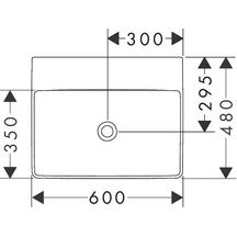 hansgrohe Xelu Q Lavabo à poser 600/480 sans trop plein ni trou pour robinet, SmartClean, Blanc