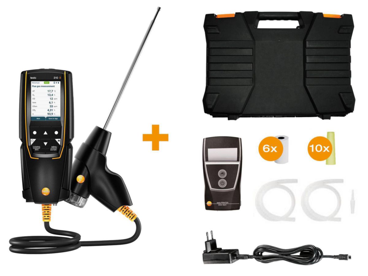 Kit analyseur de combustion testo 310.Connecté avec une imprimante réf: 5633105