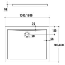 Receveur ULTRA FLAT rectangulaire 120 x 90 cm, blanc : Réf. K518301