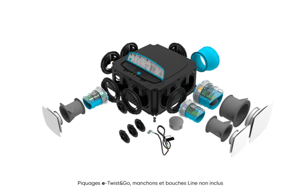 Kit VMC Hygrogenius Flex simple flux Hygroréglable basse conso à régulation intelligente Réf. 412283