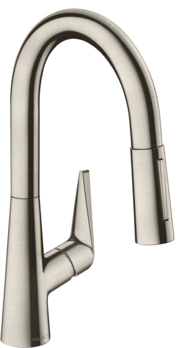 hansgrohe Talis M51 Mitigeur de cuisine 160, avec douchette extractible 2 jets, Aspect acier inox