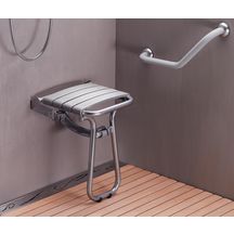 Siège de douche escamotable avec béquille automatique H 500 mm, gris réf. 047642