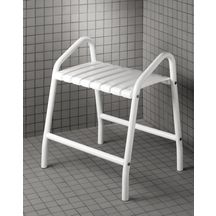 Tabouret de douche de sécurité tube en aluminium blanc diamètre 30 mm 8 lattes polypropylène époxy blanc réf. 047678