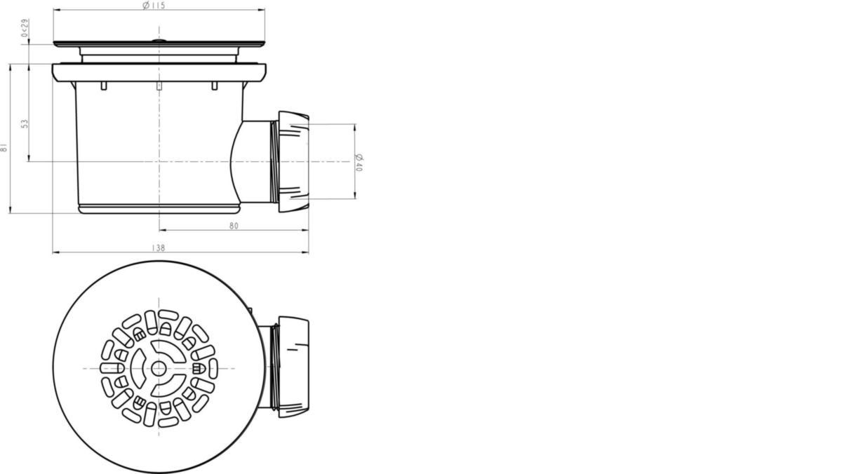 Bonde de douche Altech D90 horizontale grille plate inox brossé