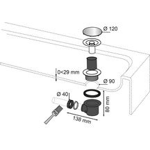 Bonde de douche Altech D90 horizontale dôme ABS