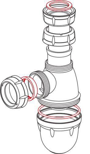 Siphon plastique chromé L211M, Diamètre 32 mm, hauteur réglable 132 - 172 mm V0 Réf. 0201231