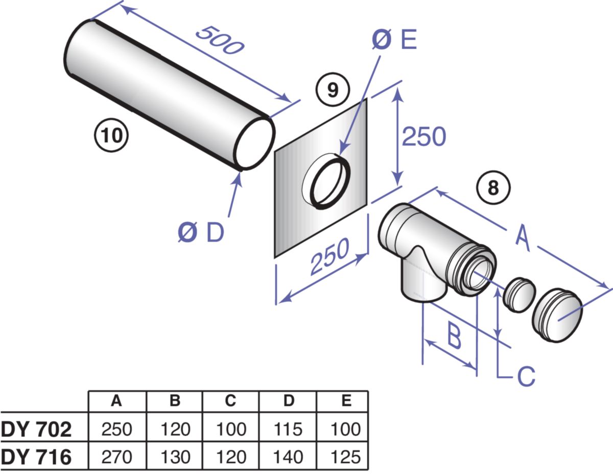 Kit de base PPS alu n°3 diamètre 80 / 125 mm colis DY716 réf. 84887716