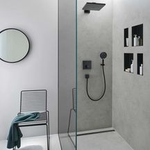 hansgrohe RainDrain Match Caniveau de douche linéaire 800 avec cadre réglable en hauteur, Noir mat