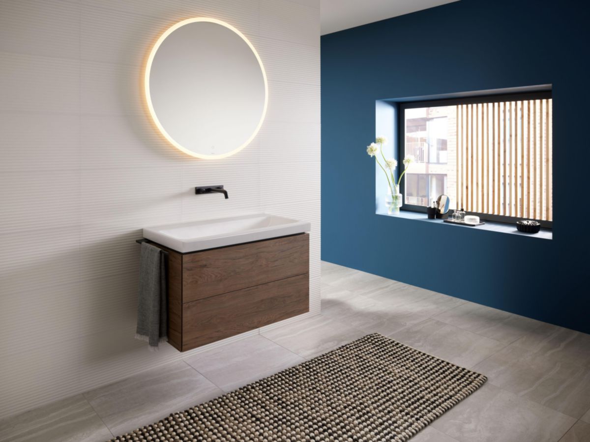 Miroir LED Geberit Option Round, avec éclairage indirect et indirect, diamètre 75cm