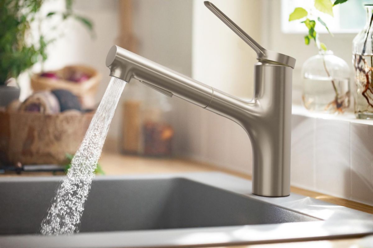 hansgrohe Zesis M33 Mitigeur de cuisine 150 EcoSmart avec douchette extractible 2jets, Chrome