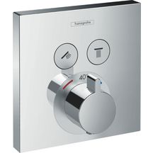 hansgrohe ShowerSelect Set de finition pour mitigeur thermostatique encastré avec 2 fonctions, Noir chromé brossé