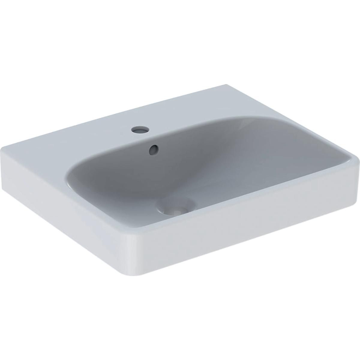 Lave-mains Geberit Smyle Square, Blanc, 50x16x41cm, trou de robinetterie au centre