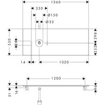 hansgrohe Xelu Q Plan stratifié 1360/550 percé à gauche pour vasque Xuniva sans trou pour robinet, Chêne naturel