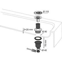 Bonde de douche Altech D90 verticale grille plate inox brossé