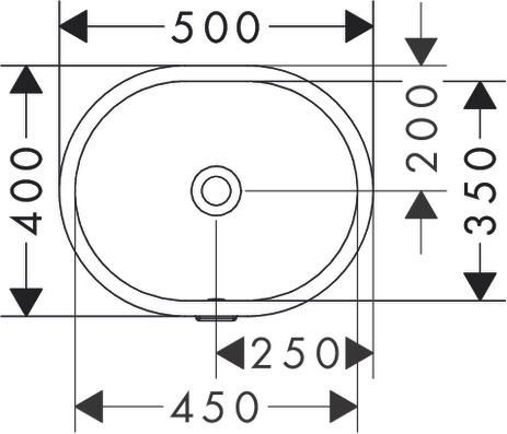 hansgrohe Xuniva U Vasque sous-plan 450/350 sans trou pour robinet avec trop-plein, SmartClean, Blanc