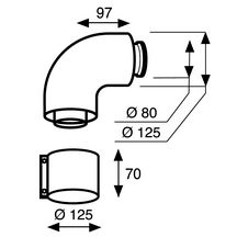 Coude 90° condensation 80-125 A2033900 Réf. 0020257023