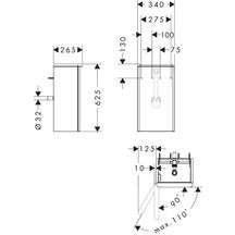 hansgrohe Xelu Q Meuble bas pour lave-mains 340/245, caisson Noyer foncé, charnière de porte gauche, Finition de la poignée: Noir mat