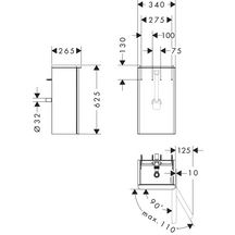 hansgrohe Xelu Q Meuble bas pour lave-mains 340/245, caisson Gris mat, charnière de porte droite, Finition de la poignée: Blanc mat