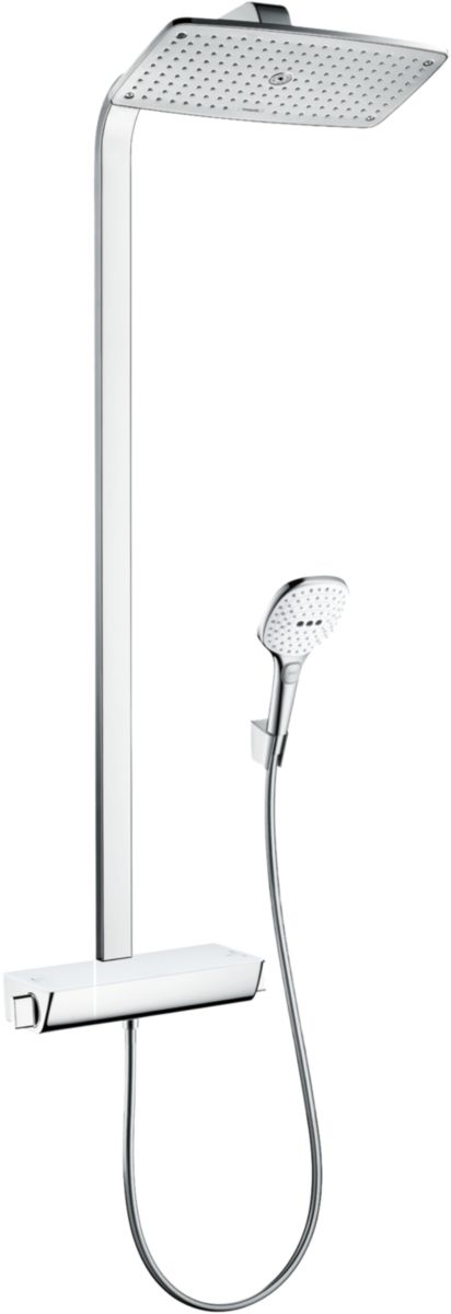 Colonne de douche Raindance E 360  1jet EcoSmart 9 l/min avec mitigeur thermostatique Ecostat Select Blanc Chromé réf. 27286400