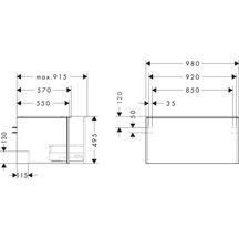 hansgrohe Xelu Q Meuble bas 980/550 pour lavabo à poser Xelu Q avec 1 tiroir, caisson Gris mat, Finition de la poignée: Blanc mat