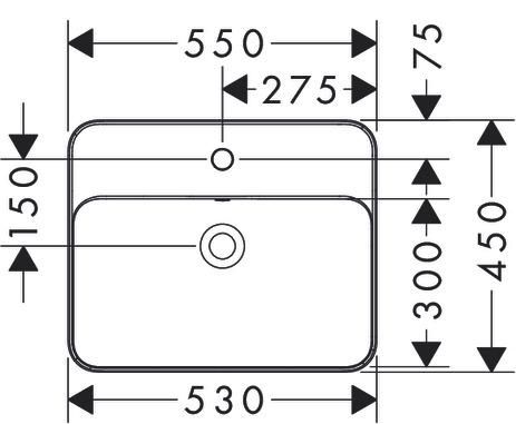 hansgrohe Xuniva Q Vasque semi-encastrée 550/450 avec trou pour robinet et trop plein, SmartClean, Blanc