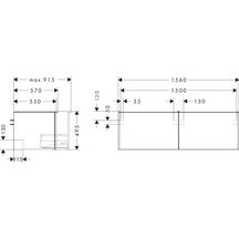 hansgrohe Xelu Q Meuble bas 1560/550 pour lavabo à poser Xelu Q avec 2 tiroirs, caisson Chêne clair naturel, Finition de la poignée: Noir mat