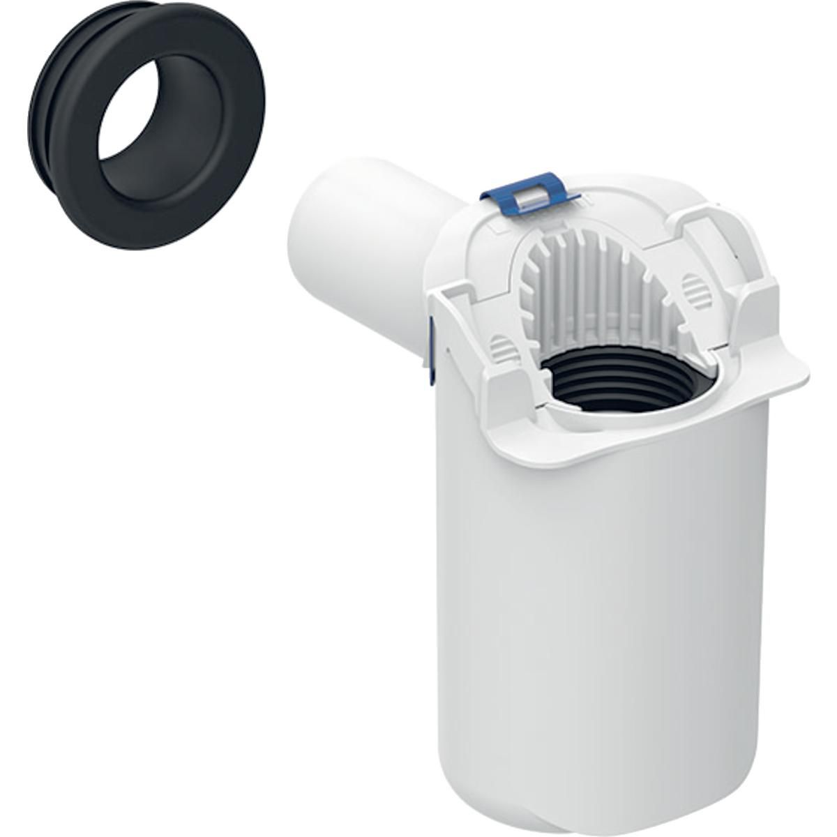 Siphon Geberit avec tube plongeur pour lavabo, gain de place, sortie horiz, blc