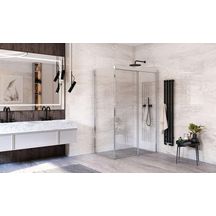 Paroi de douche Porte coulissante grande largeur 2 éléments, Série MELINA, MID2R180205VPE, largeur 180 cm, hauteur 205 cm, Profilé Argent Réf : 1403041331