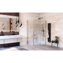 Paroi de douche Porte coulissante grande largeur 2 éléments, Série MELINA, MID2R180205VPE, largeur 180 cm, hauteur 205 cm, Profilé Argent Réf : 1403041331