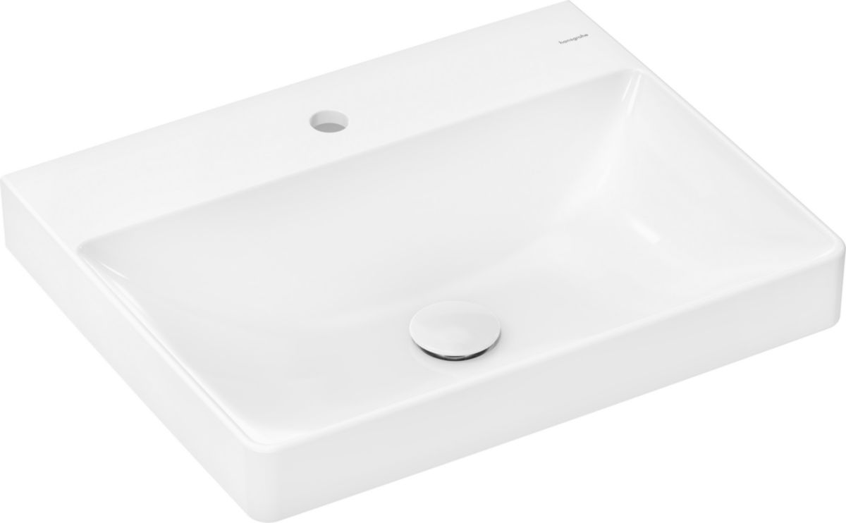 hansgrohe Xelu Q Lavabo à poser 600/480 sans trop plein, percé pour robinet, SmartClean, Blanc