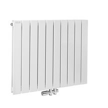 Radiateur eau chaude Acova Fassane Prem's horizontal double, à éléments verticaux, 624 W (dT50), Haut. 600 mm, Larg. 592 mm, 8 éléments, racc. 4orifices par le bas, entraxe 50mm centré&excentré, A/R réversible, Blanc RAL 9016 Réf. SHXD-060-059