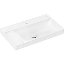 hansgrohe Xelu Q Plan vasque 800/480 avec plage de pose à gauche, sans trop plein, percé pour robinet, SmartClean, Blanc