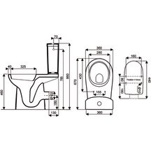 Pack WC Alterna Concerto 2, cuvette surélevée H 46 cm, sortie horizontale, réservoir équipé d'un mécanisme 3/6L, abattant thermodur à retombée amortie, blanc 083