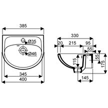 Lave-mains Alterna Concerto 40 cm, gain de place, blanc 00