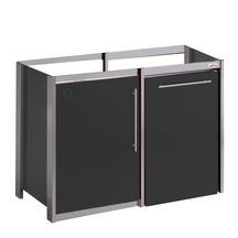 Meuble bas cuisinette METALLINE 120 cm  1 porte avec niche pour réfrigérateur 55 cm, Coloris Anthracite