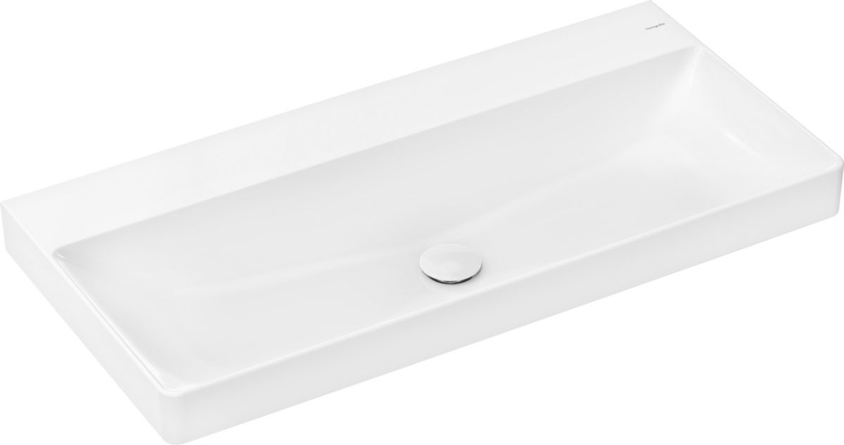 hansgrohe Xelu Q Plan vasque 1000/480 sans trop plein ni trou pour robinet, SmartClean, Blanc