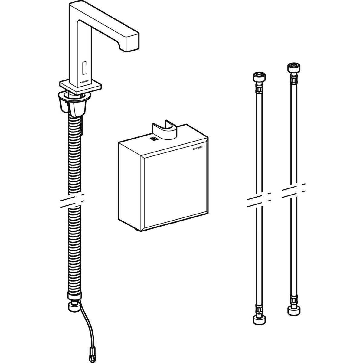 Robinetterie de lavabo Brenta, montage apparent, alimentation par générateur, avec module fonctionnel apparent, sans mitigeur, chromé brillant Réf. 116.175.21.1