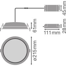 Downlight alu 200 25W/4000K Réf 091511