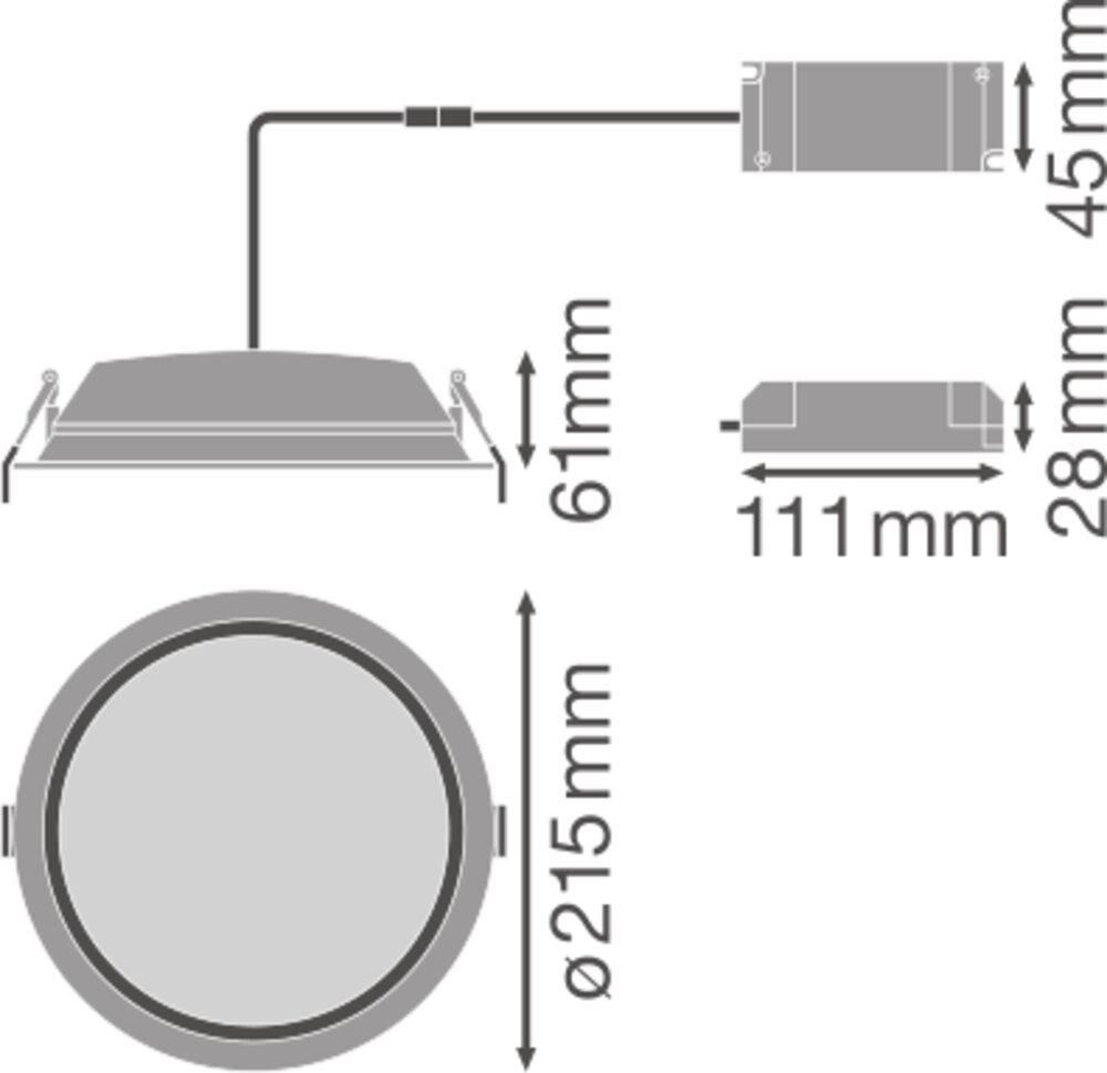 Downlight alu 200 25W/4000K Réf 091511