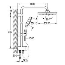 Colonne de douche Tempesta Cube 250 9,5l barre 900 avec inverseur Chromé Réf. 26694001