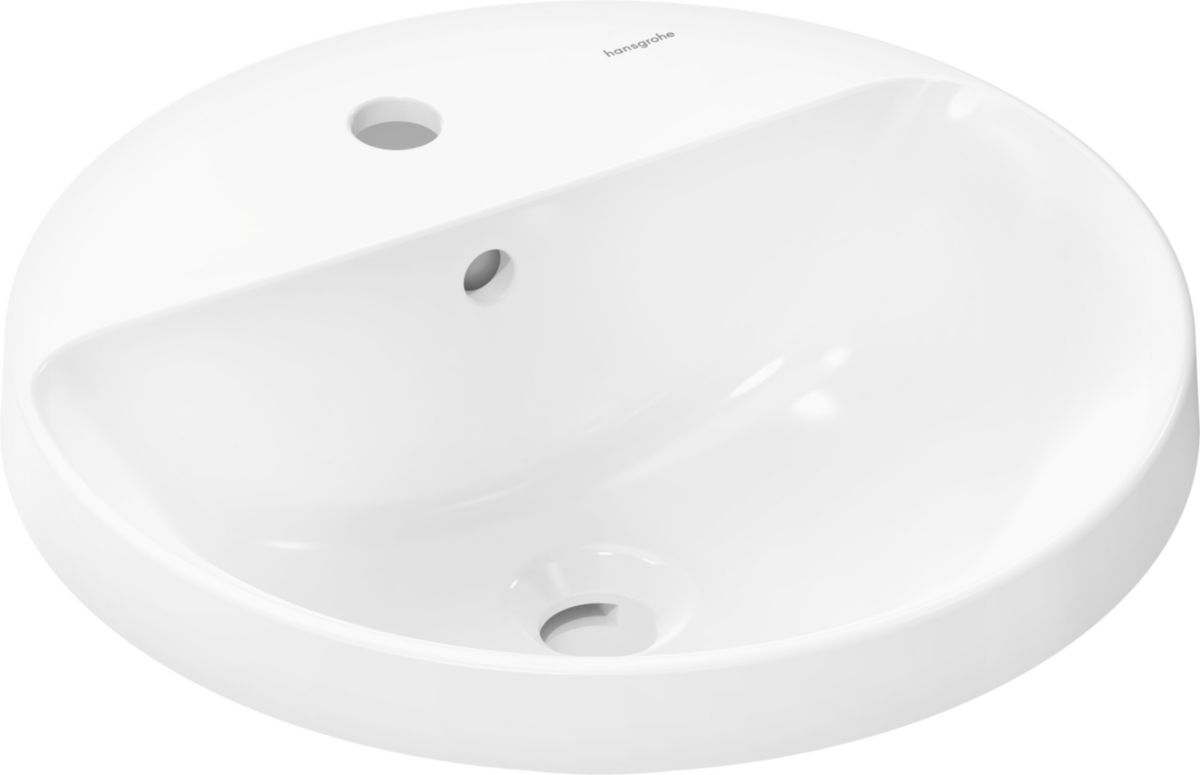 hansgrohe Xuniva S Vasque semi-encastrée 450/450 sans trou pour robinet avec trop-plein, Blanc