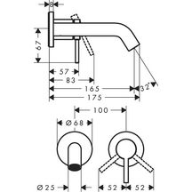 hansgrohe Tecturis S Mitigeur de lavabo encastré mural, bec 16.5 cm, bonde à écoulement libre, Bronze brossé